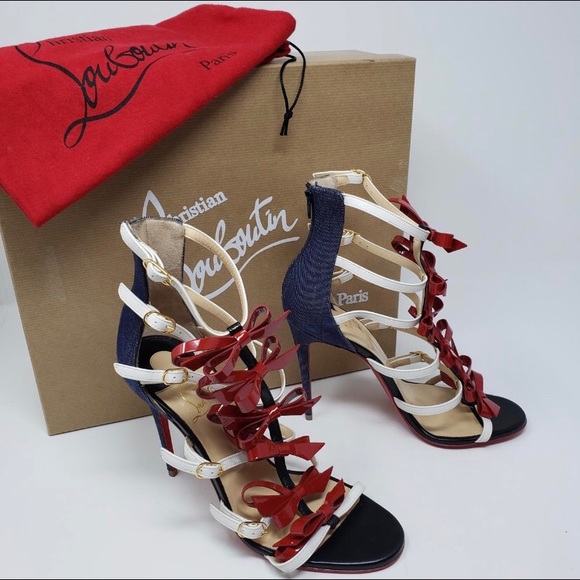 CHRISTIAN RED MULTICOLOR DENIM GIRLSTRAPPI SANDALS - Picture 3 of 8